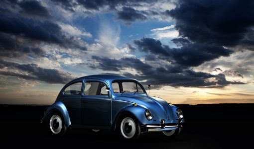 Beetle bil solnedgang